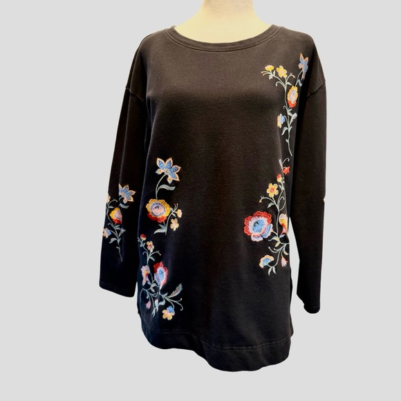 Boston Proper Embroidered Tunic Sweatshirt - Picture 1 of 8